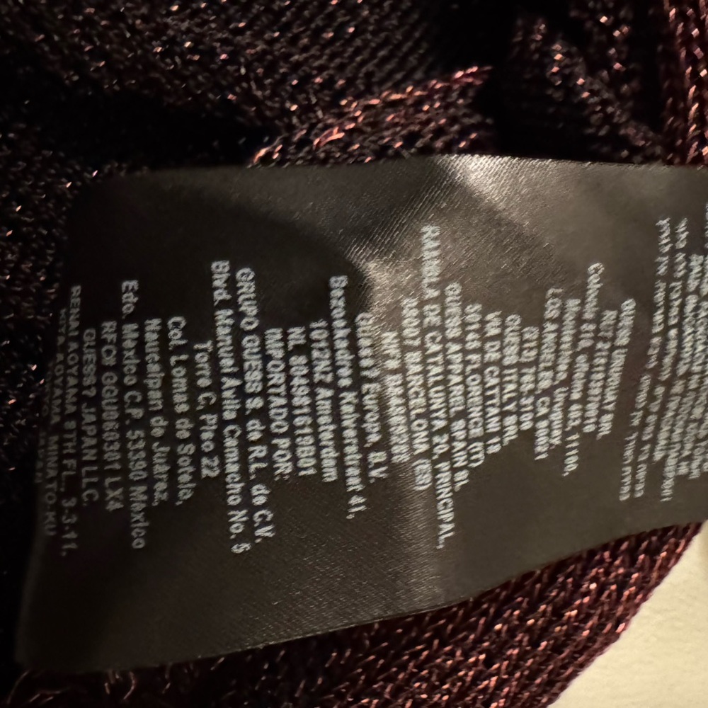 GUESS Metallic Shimmer Knit Top XS – Sheer Open Weave Long Sleeve - Picture 6 of 6